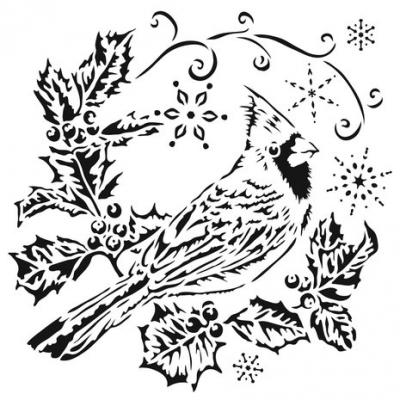 The Crafter's Workshop Stencil - Holly Cardinal